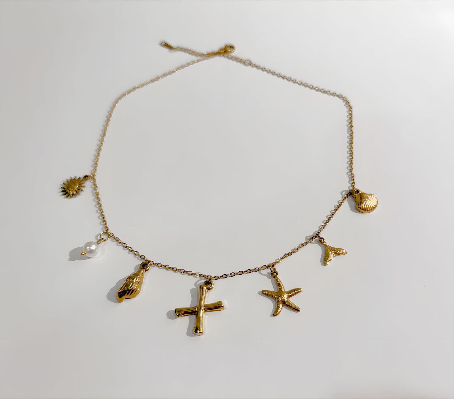 Ocean Charm Letter Necklace
