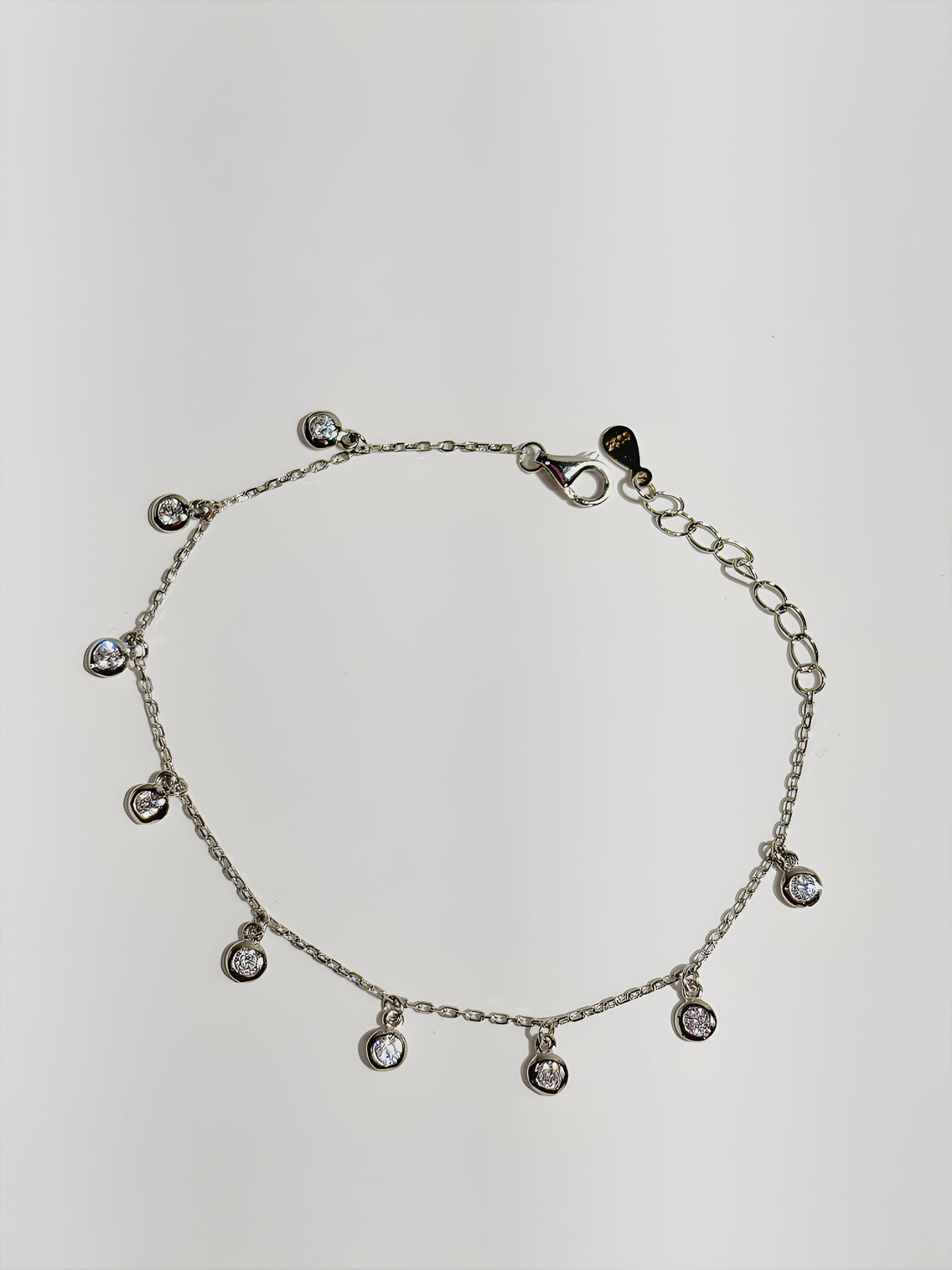 Minimalistic Zirconia Drop Bracelet - 925 Silver & Rhodium Plated