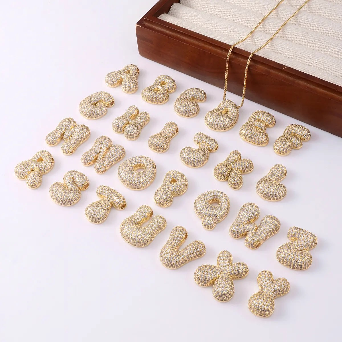 Zircon Bubble Letter Necklace