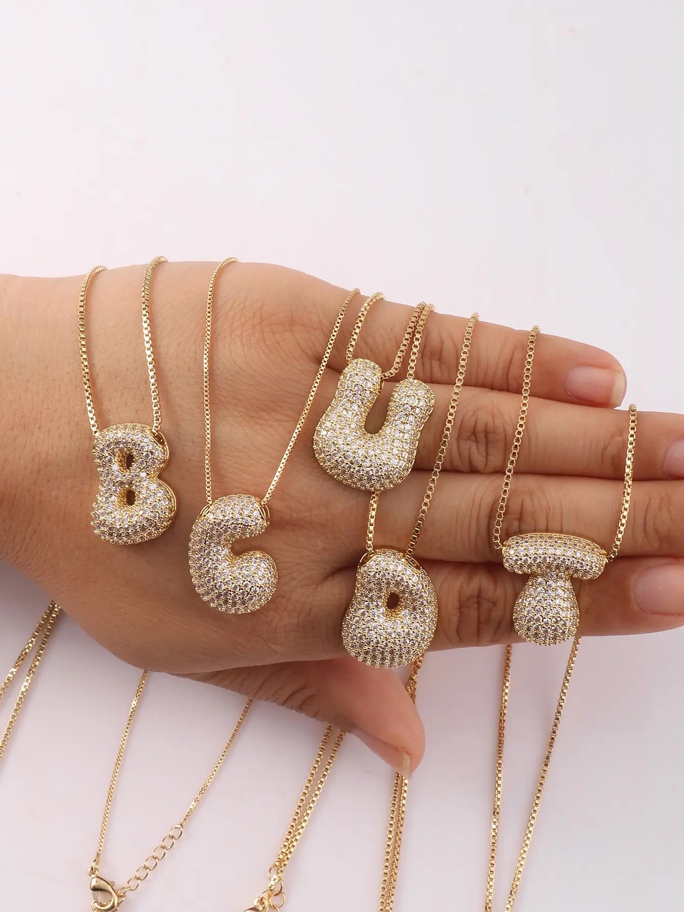 Zircon Bubble Letter Necklace