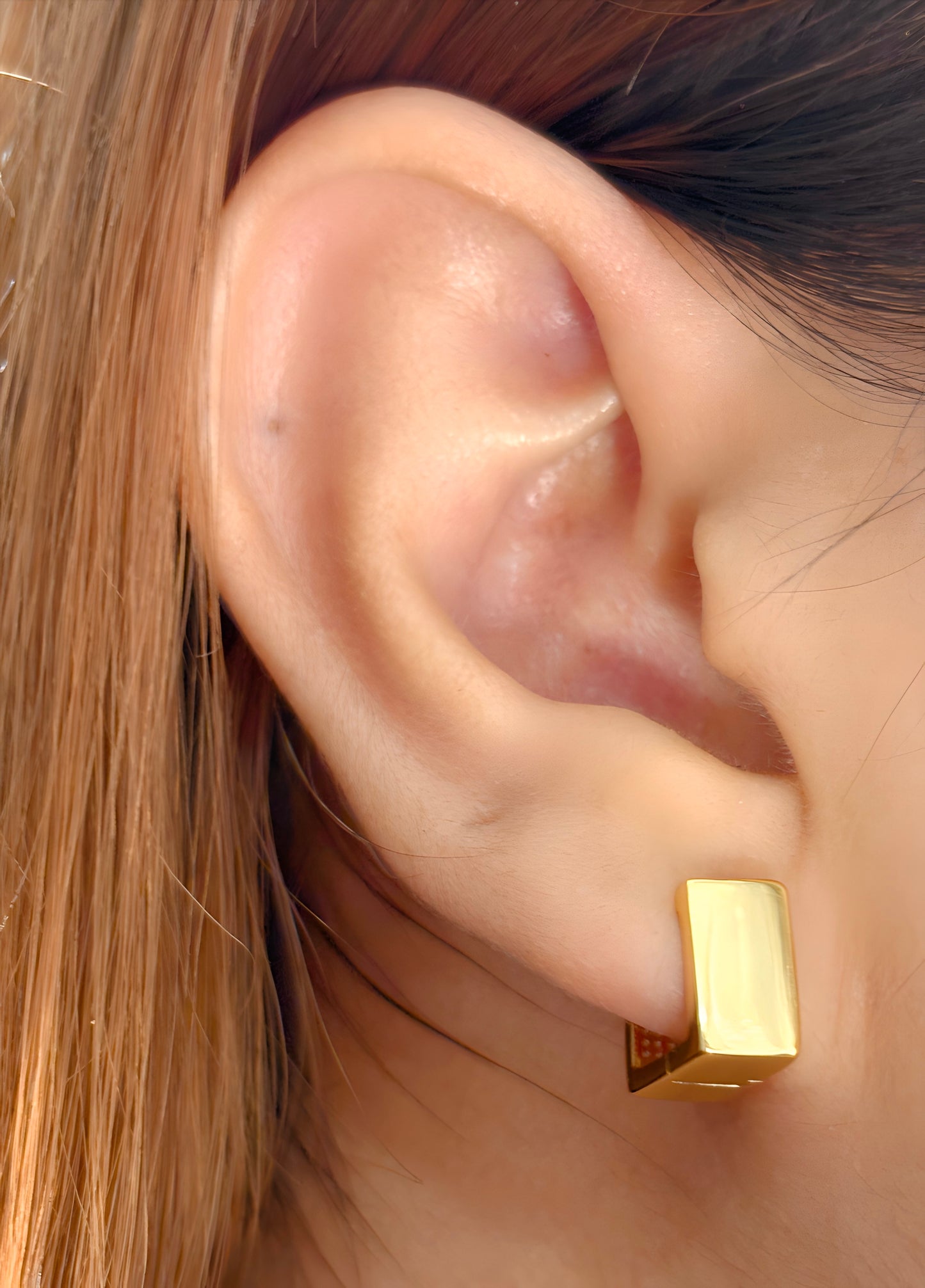 Wide Square Minimalist Huggie Earrings