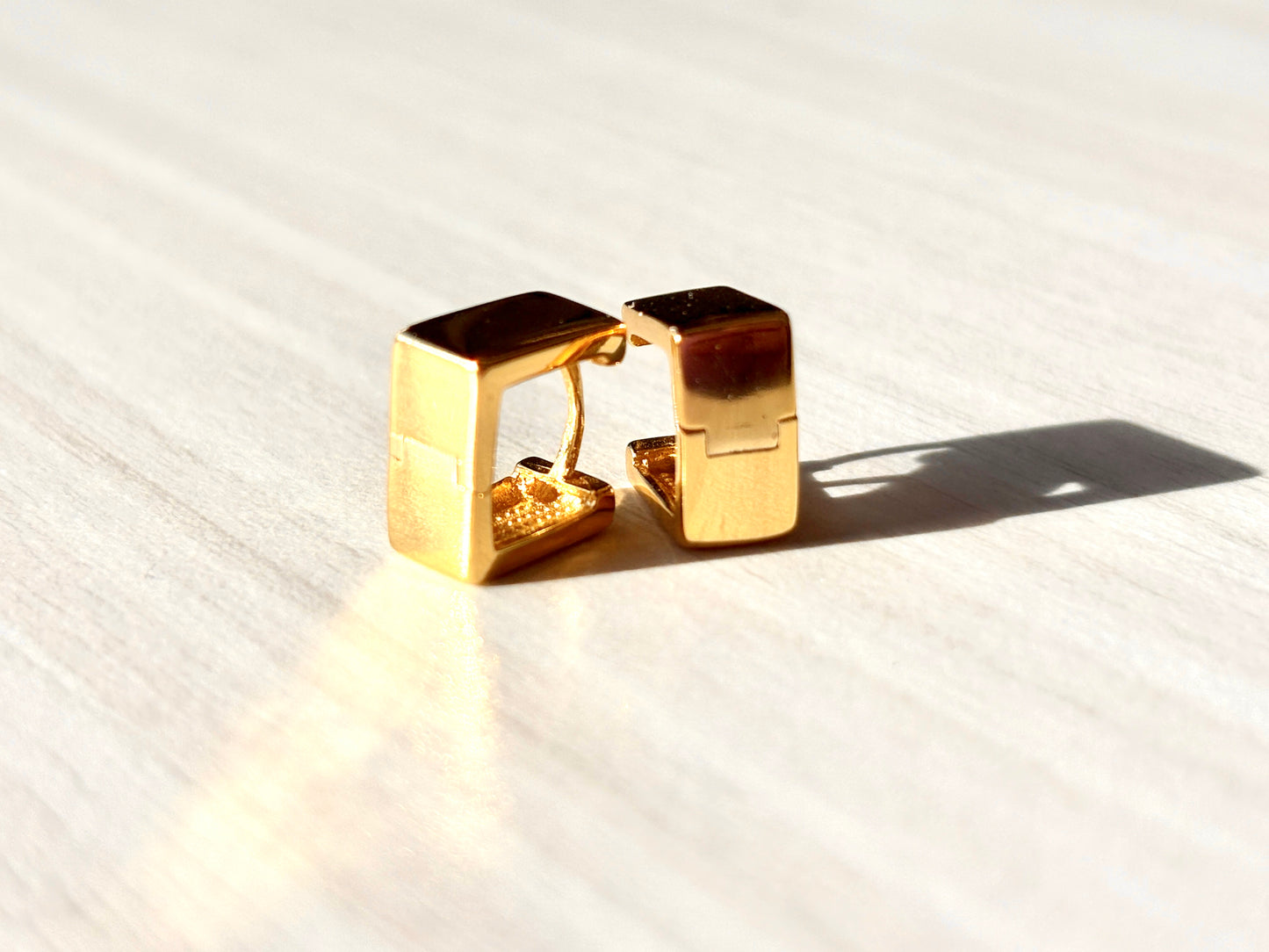 Wide Square Minimalist Huggie Earrings