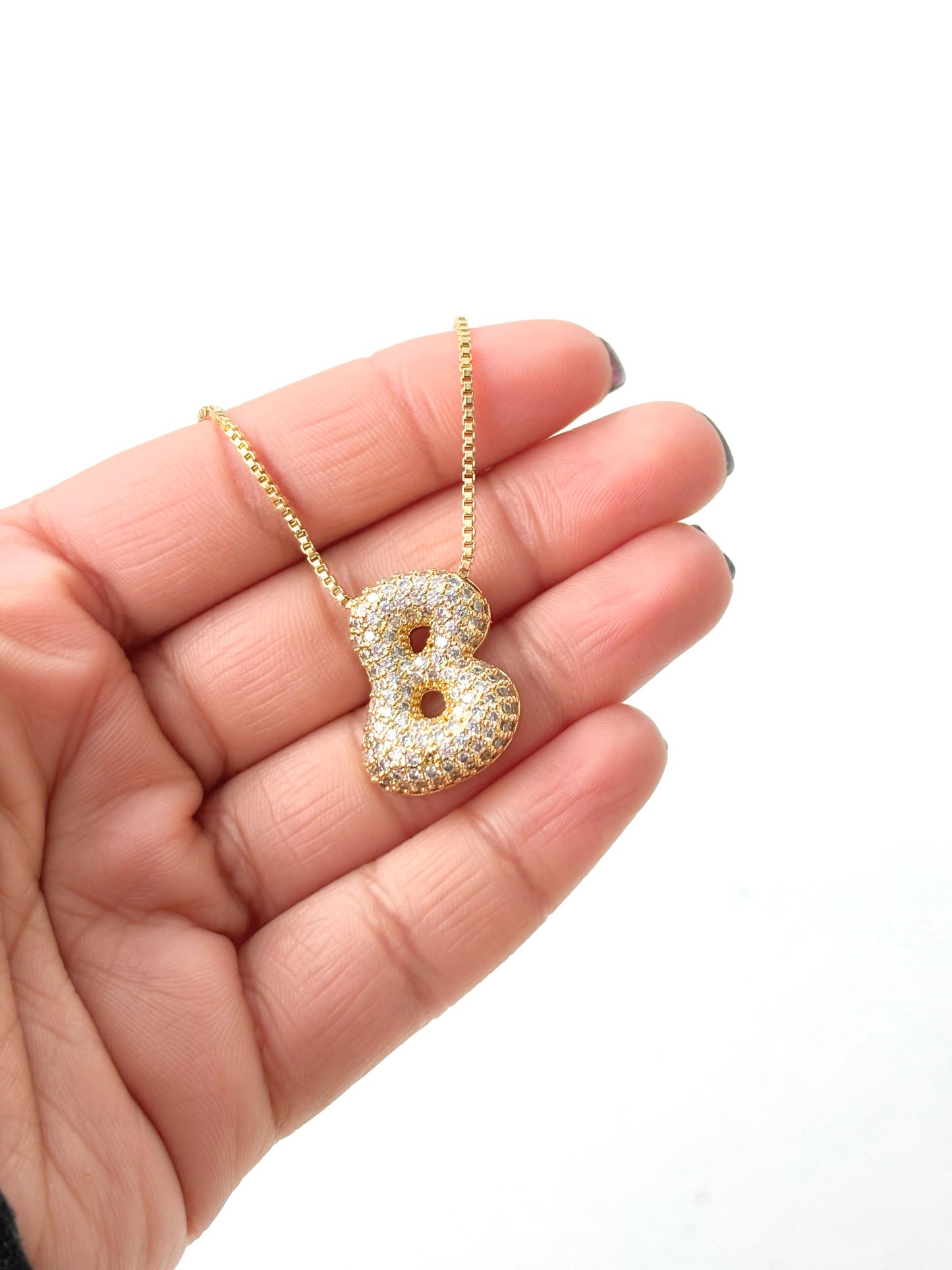 Zircon Bubble Letter Necklace