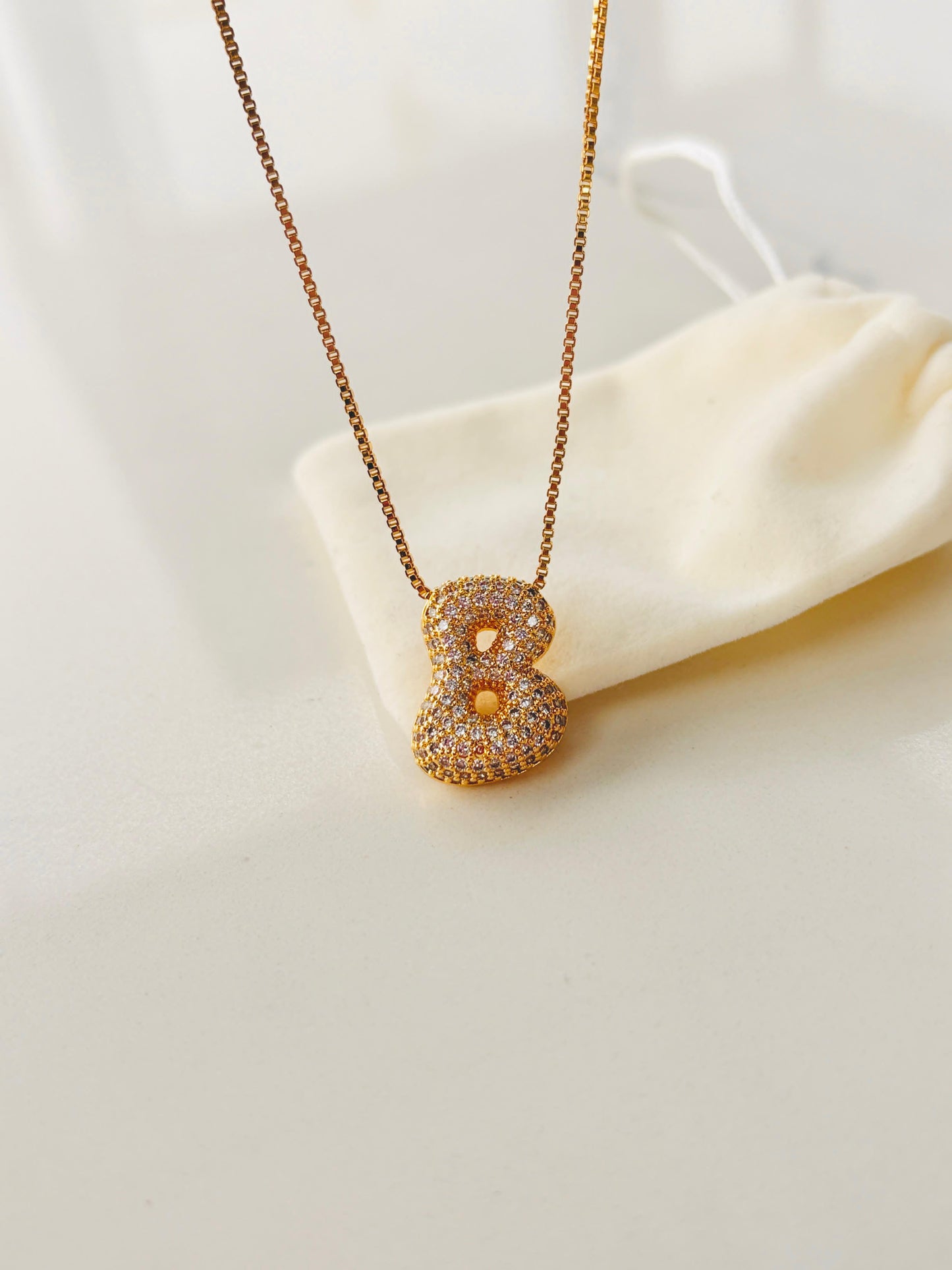 Zircon Bubble Letter Necklace