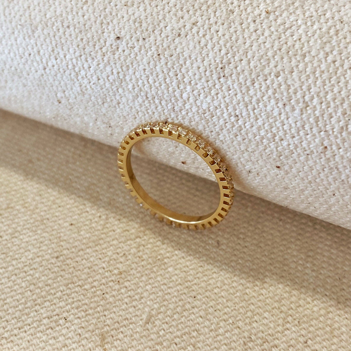 18k Gold Filled Eternity Micro Cubic Zirconia Stone Ring