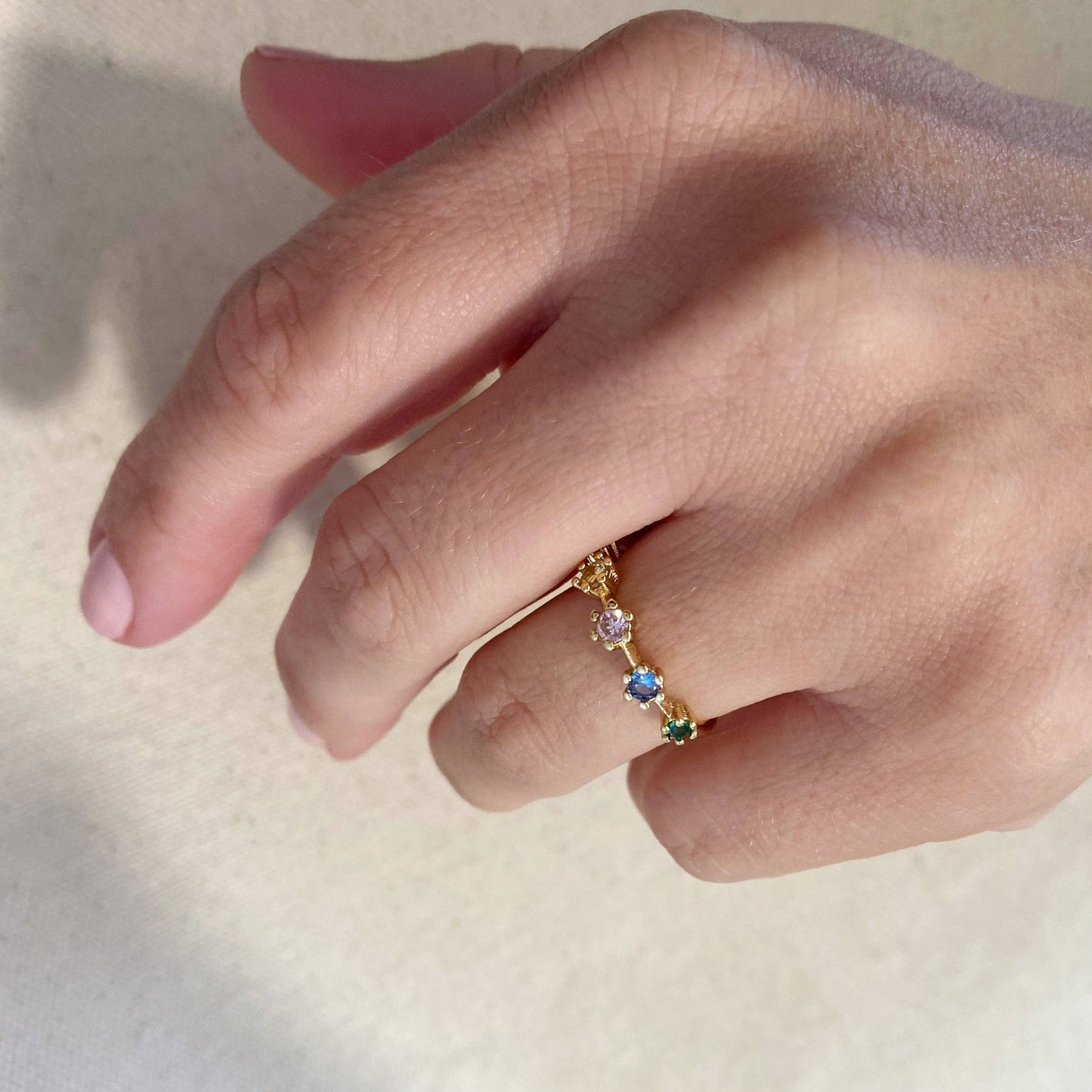 18k Gold Filled Delicate Pastel Colored Cubic Zirconia Ring