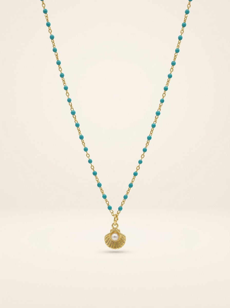 Beaded Shell Pendant Necklace