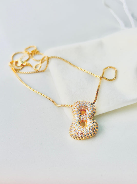 Zircon Bubble Letter Necklace