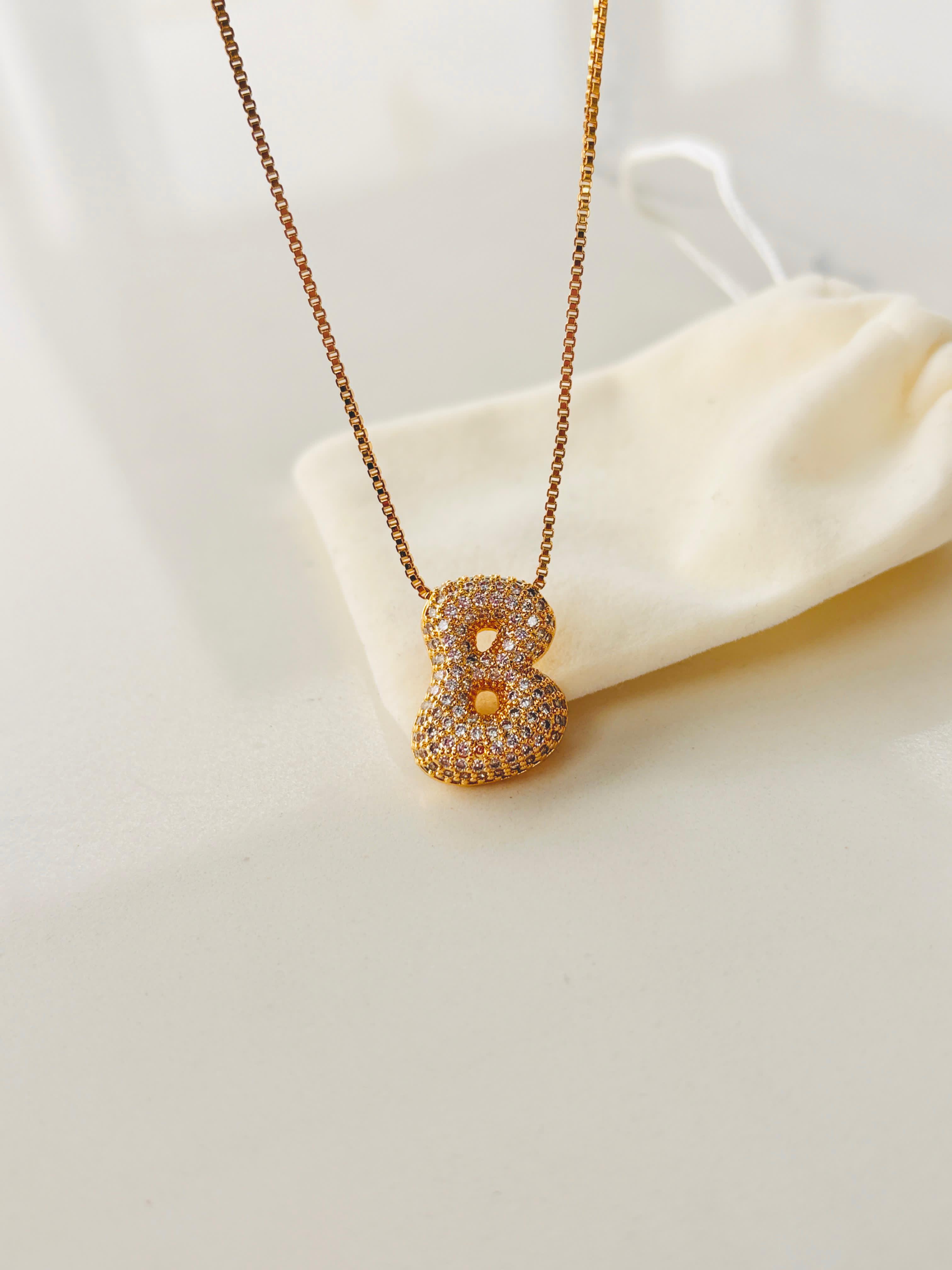 Zircon Bubble Letter Necklace