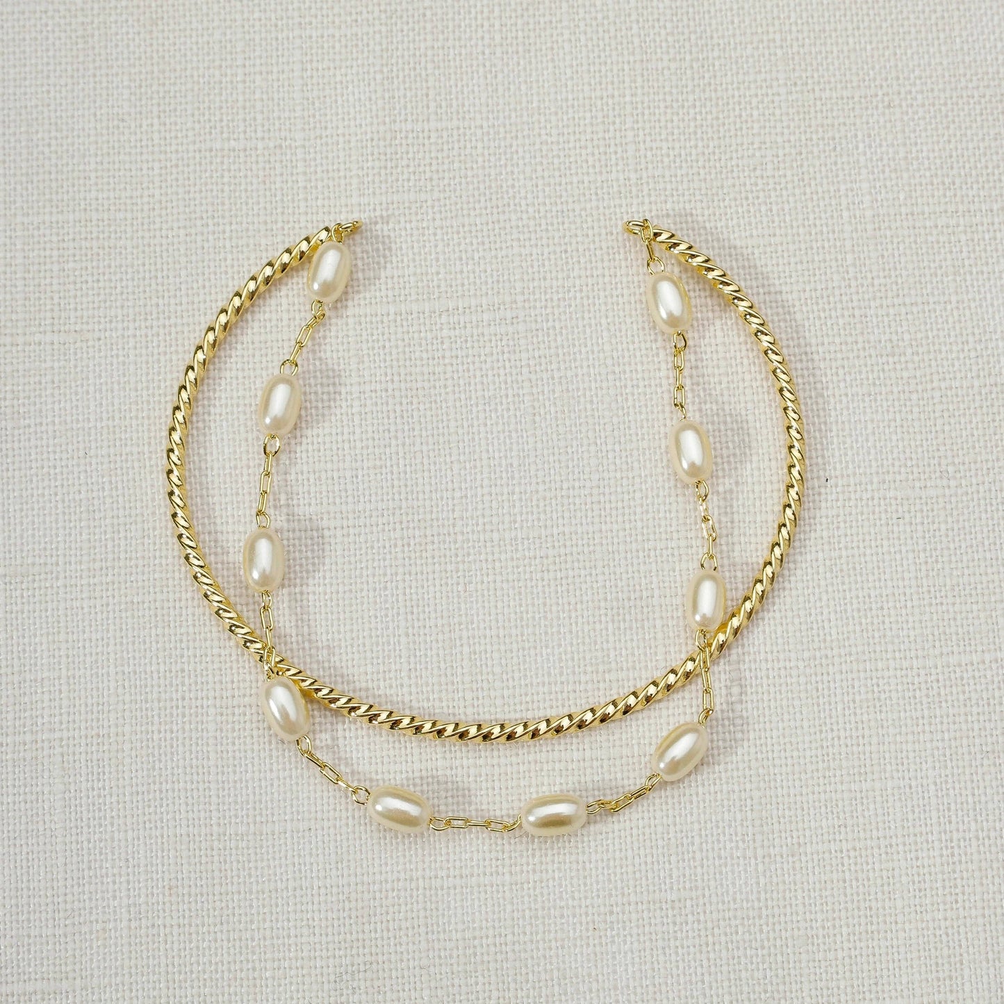 18k Gold Filled Gold And Pearl Cuff Bracelet