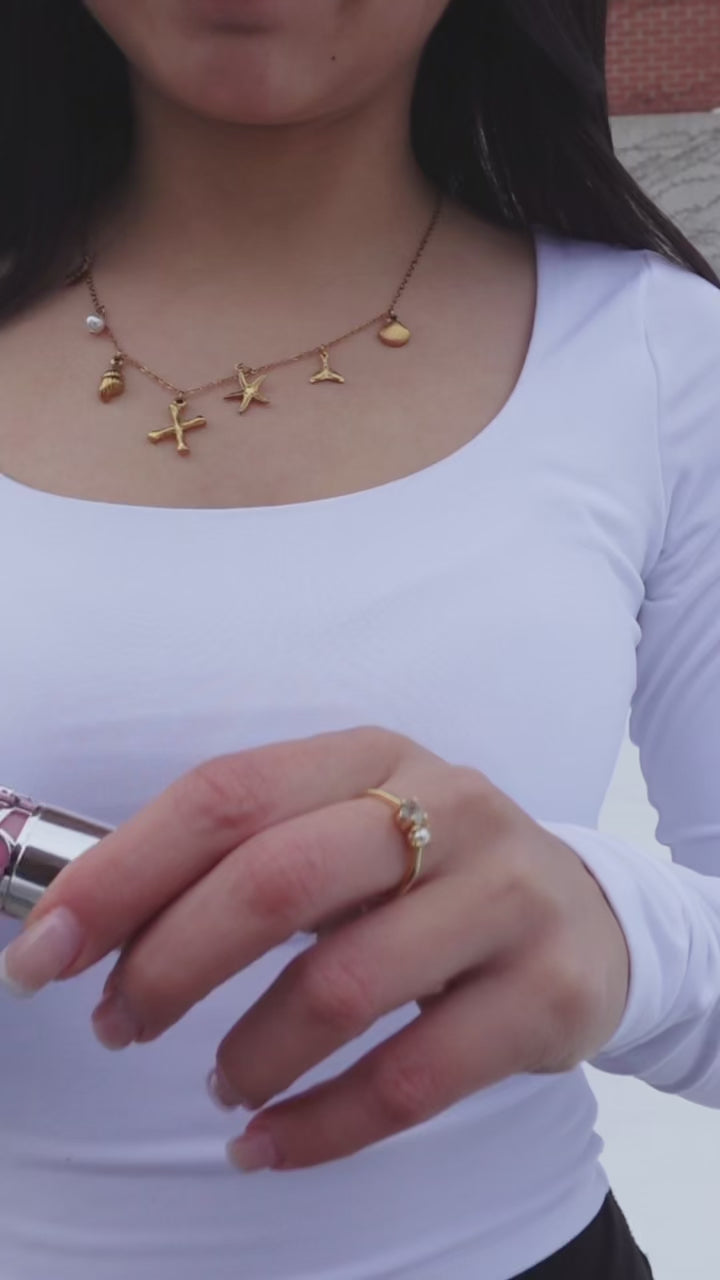 Ocean Charm Letter Necklace