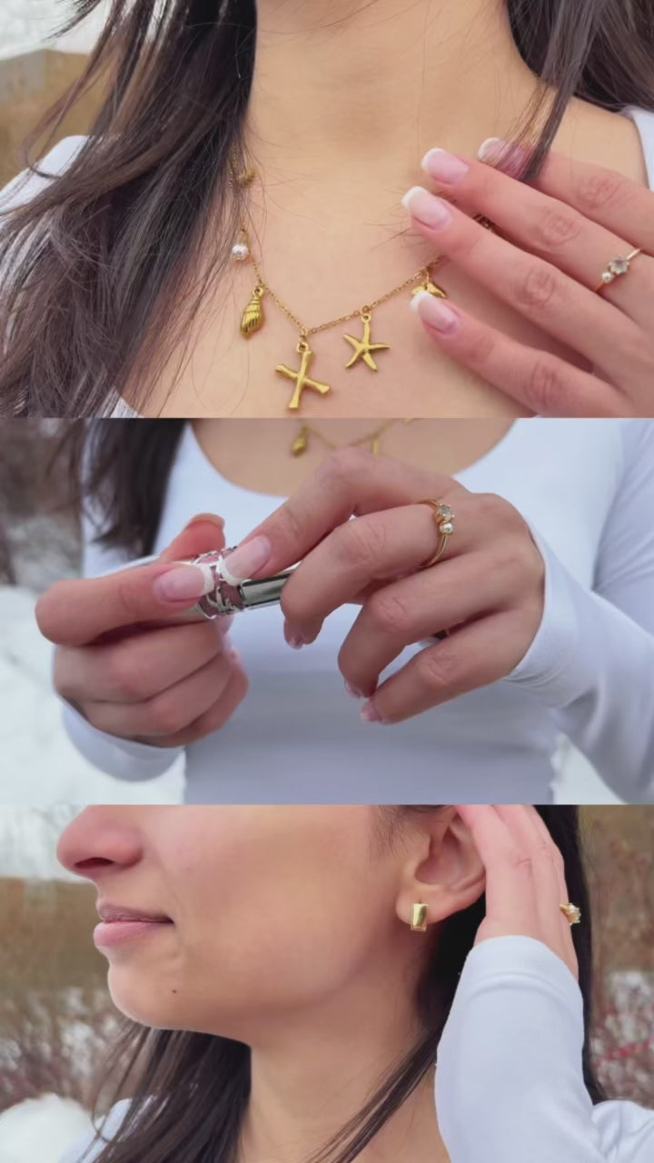 Ocean Charm Letter Necklace